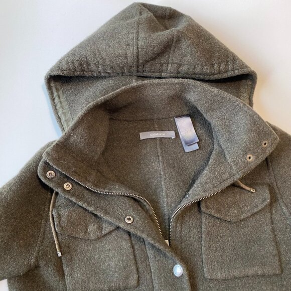 Liz‎ Claiborne Wool Coat with Detachable Hood Dark Olive Women's Medium - Picture 7 of 9